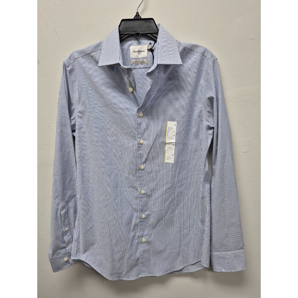 Goodfellow & Co Mens Blue Striped Button-Down Shirt S 14-14.5